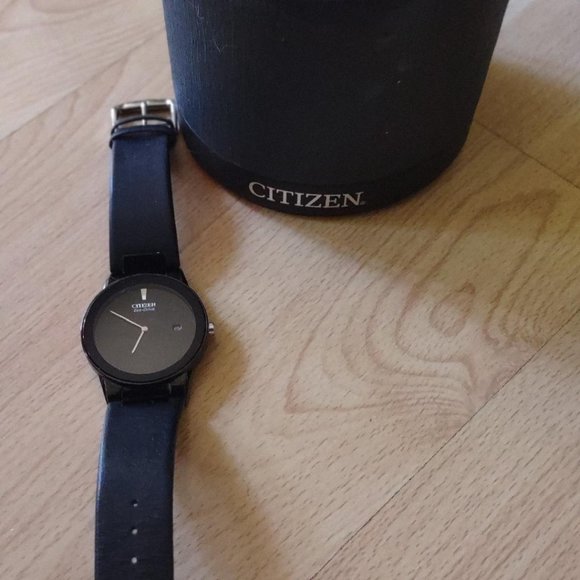 COPY - Citizens Axiom Eco Drive Black Leather Strap Men's Watch - Picture 2 of 2